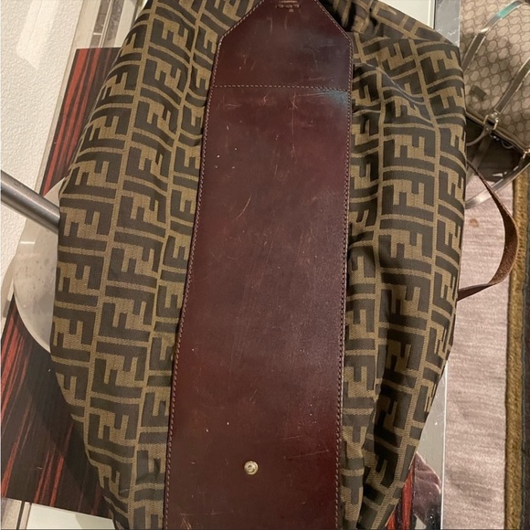 FENDI Large Zucca Canvas Duffle Weekender Tote Bag Black Brown - Picture 16 of 16